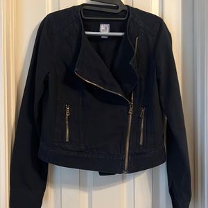 Dark navy heavy cotton Moto jacket